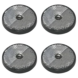 Pack of 4 white round reflectors for more safety in road traffic, E4 tested, diameter 60 mm