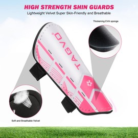 TAGVO Soccer Shin Guards for Youth Kids, Protective Soccer Equipment for Boys Girls Teenagers, Football Shin Pads with Adjustable Straps