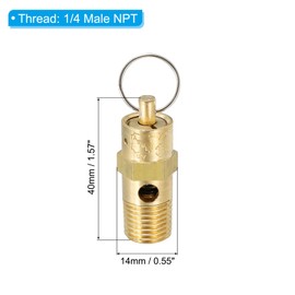 PATIKIL 1/4 Male NPT Safety Valve, 4 Pack Pressure Release Valve Air Release Valve for Air Compressor, 175 PSI Set Pressure