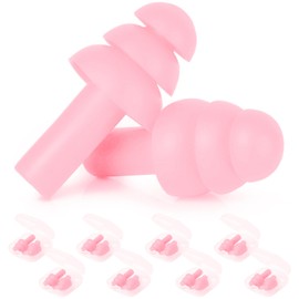 24 Pairs Pink Ear Plugs - NRR 29dB Reusable Silicone Ear Plugs with Plastic Cases for Sleeping, Noise Cancelling, Concerts, Shooting, Swimming
