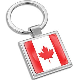 Biomar Labs® Metal 3D Keyring Key Ring Chain Stainless Steel Gift Box Men Women Keychain Bag Accessories Jewelry Handbag Canada Canadian National Flag KK 285