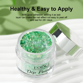 EODCI Dipping Powder Nails Set, eodci Dip Powder Nail Starter Kit, Green Sequins, Dipping Powder, Acrylic Nail Powder, Glitter Powder for Nails Art, Manicure, DIY Salon, 1 oz/28 g