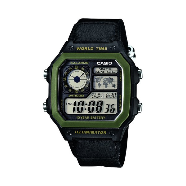 Casio Herren Analog Quarz Uhr mit Sonstige Materialien Armband AE-1200WHB-1BVEF