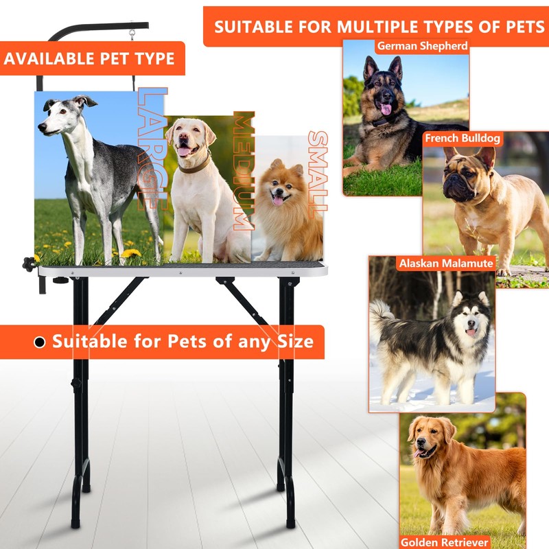 LEIBOU 36-inch Height Adjustable(23''~33.8'') and Foldable Pet Dog Grooming Table