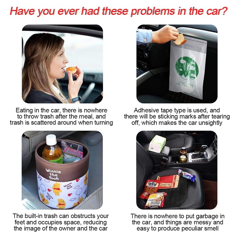 JNNJ Car Rubbish Bin, Foldable Retractable Multifunctional Car Rubbish Liner,