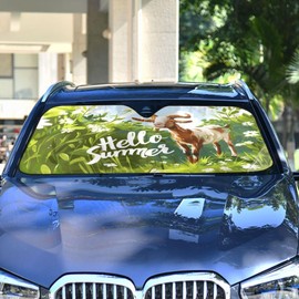 Goat on The Green Windshield Sun Shade Blocks UV Rays Sun Visor Protector Sunshade Accordion Folding Sun Reflector Auto for Car Truck SUV to Keep Your Vehicle Cool