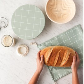 Esembly Sourdough Proofing Kit, Bread Storage Bag, Bread Proof Bowl Cover and Starter Cover - Reusable, Made with 100% TPU Washable Material and Organic Cotton Lined- 3-Piece Set - Lattice