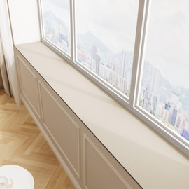 BANEBOR Window Sill Cushion Pad - Narrow Adjustable & Waterproof Window Seat Mat for Bay Windows, Absorbent Dust-Proof Liner with Non-Slip Backing,Cut-to-Fit (Ivory, 39''x8'')