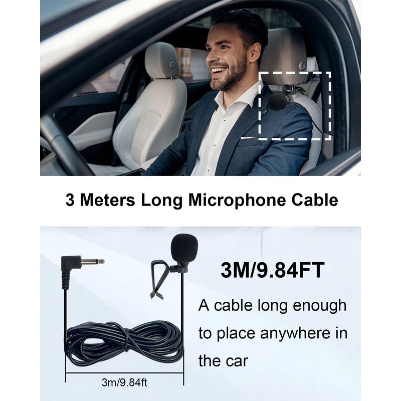 SEYUGOPTI 3.5mm External Car Microphone with 2.5mm Adapter