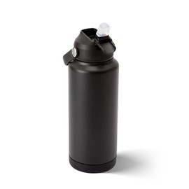 Waitohi 40 oz Modern Insulated Water Bottle with Handle, Flip-Top Straw Lid, Stainless Steel, Vacuum Double-Walled Leak-Proof BPA-Free Tumbler Mug, Fits Cup Holder for Travel Sports Office,Black