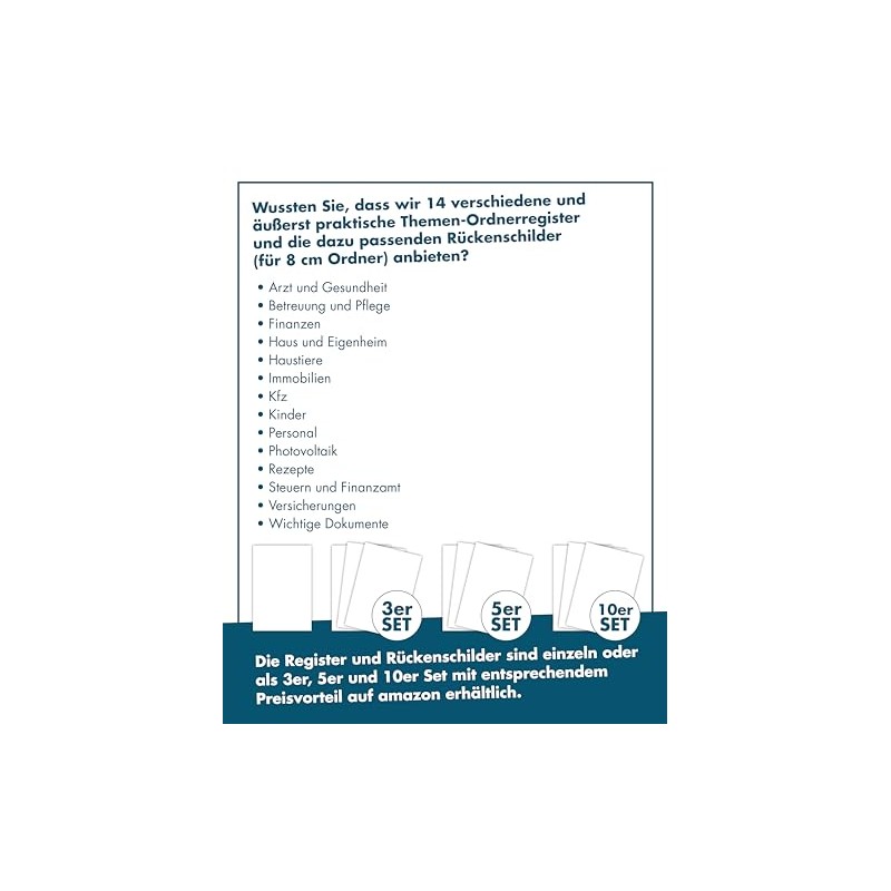 Folder Register for Doctors and Health, Sophisticated Register for DIN