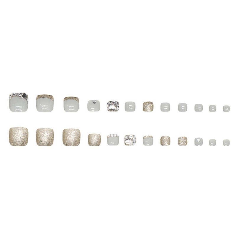 24 Pcs French Tip Press on Toenails Pink Square Fake