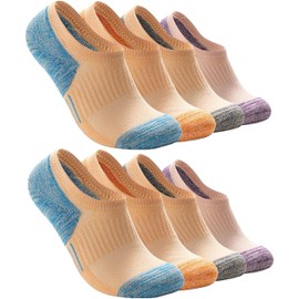Eedor Athletic No Show Socks for Men & Women - Unisex No Show Non Slip Ankle Socks, Low Cut Invisible Socks for Men & Women, Cotton Socks, Running Socks & Casual Socks - 4-Pack, S, Two-Tone