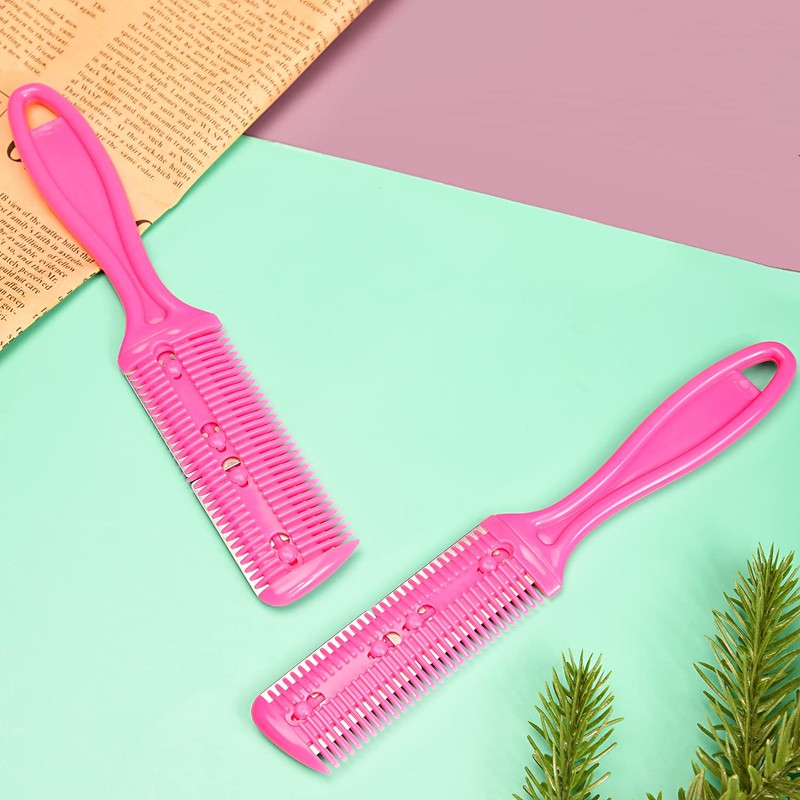 UNVOJL Hot Pink Hair Cutter Comb Hair Razor Comb Hair