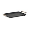 Syla Black Metal Tray with Wicker Wrapped Handles - Rectangle