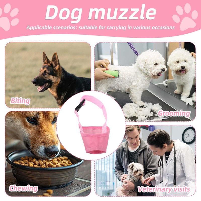 Muzzle for Small Dogs, Breathable Adjustable Anti-Biting Dog Muzzle Pink