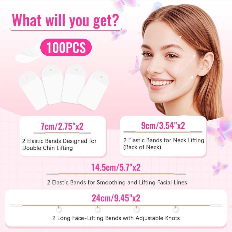 Face Lift Tape Invisible with String for Lifting Sagging Skin,