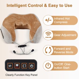 Nackenmassagegerät, Elektrische Nackenmassagegerät Massagekissen, Massagekissen U-förmiges mit Rotation Massage und Einstellbaren, für Nacken Entspannen Schmerzlinderung, für Zuhause, Büro und Auto