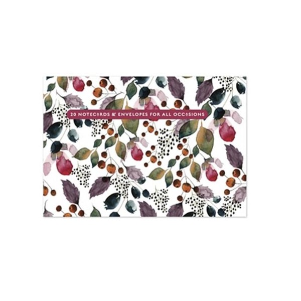 Berry Botanical design - Decorative Blank Notecards Set - 20