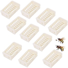 Nuluxi Bee Queen Breeding Cages Catchers Queen Bee Cages Beekeeper Queen Bee Catcher Yes Important Equipment for Beekeepers and A Good Helper for Introducing Queen Breeding (10 Pieces, White)