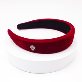 Burnaby Wide Red Velvet Thick Point Hair Band / 버나비 와이드 레드 벨벳 도톰 포인트 헤어 밴드