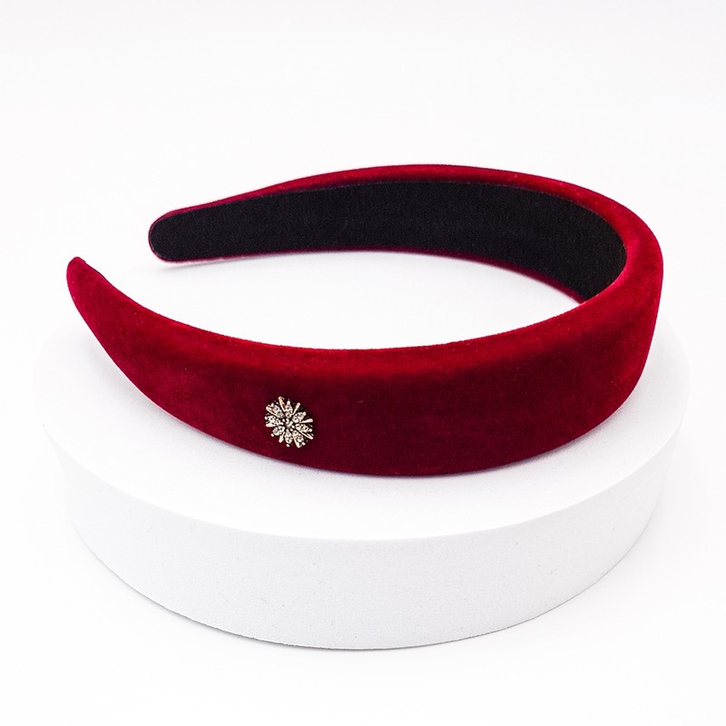 Burnaby Wide Red Velvet Thick Point Hair Band / 버나비