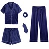WJing Yi Jia 5Pcs Womens Silk Satin Pajamas Sets XS-XXL