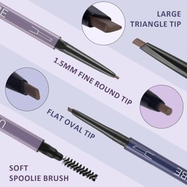 UCANBE 3 PCS Eyebrow Pencils for Women, Brow Pencil Included 3 Types of Tips - Shapes, Defines, Fills, Dual-Sided, Long-Lasting Brow Makeup, Light Brown