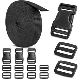 1" Webbing, 10 Yards, Black, Strap Set for Outdoors Indoors Crafting DIY