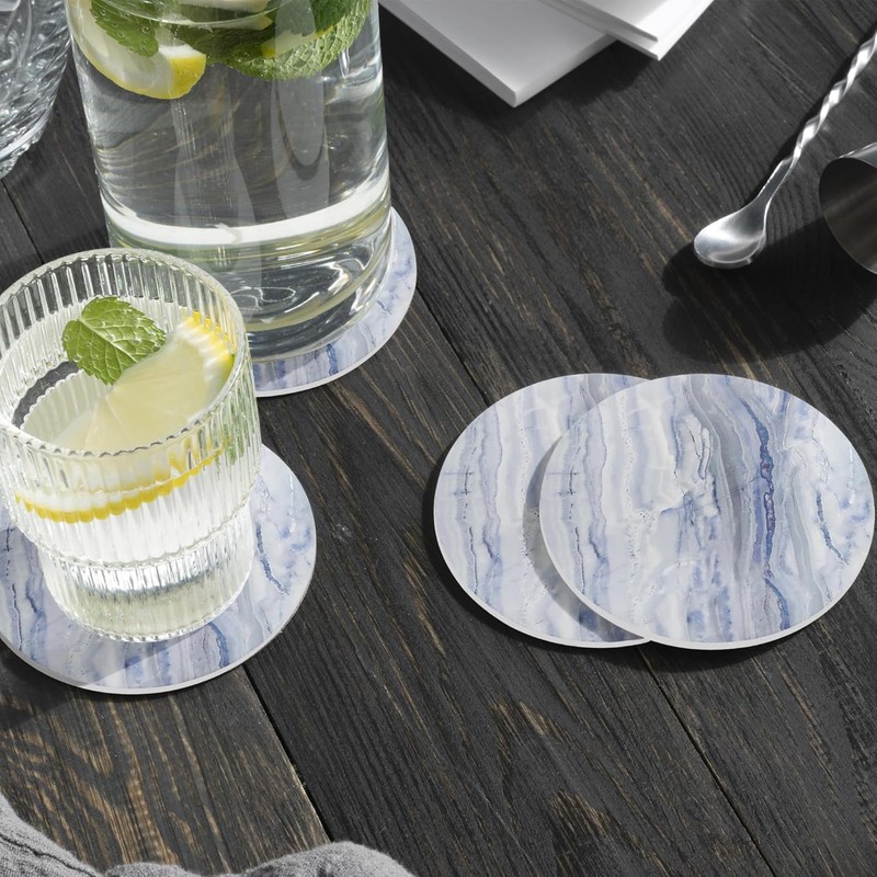 TIED RIBBONS Coasters for Drinks Set of 6 | Marble