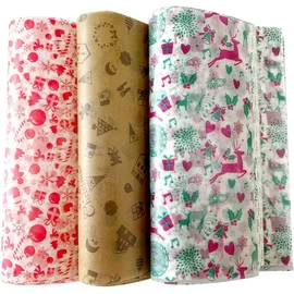 Bethany Home 150 Pack Wax Paper Christmas Baking Paper Greaseproof Paper Wrapping Christmas Wax Paper Sheets Sandwich Wrap Paper Wrapping Tissue Food Basket Food Picnic Paper (Christmas)