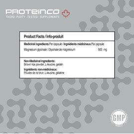 ProteinCo | Magnesium Glycinate Capsules | 500 mg | Supports bone & digestive Health | Improved muscle recovery & energy | Helps Calm Anxiety - Mood - Sleep | 120 Capsules