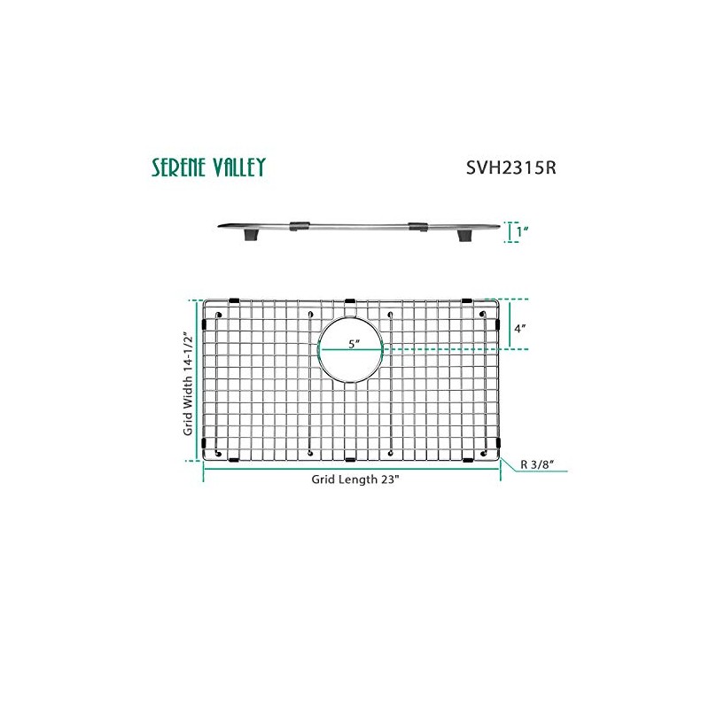 Serene Valley Sink Bottom Grid 23" X 14-1/2", Rear Drain