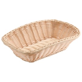 APS Wicker/Poly Rattan Rectangular Basket Approx. 31.5 x 22 cm/Height 8.5 cm Polypropylene Beige, Unbreakable/Waterproof, dishwasher safe Stackable