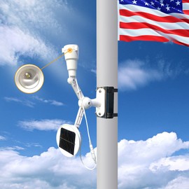 Etzeaxus Solar Flag Pole Light, Flagpole Light Solar Powered, Super Bright PC Crystal LED Spotlight, Adjustable Bracket & Metal Clamp Fits 2-3.5" Flagpole, 8-12 Hrs for Garden Yard Flag, White