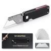 WORKPRO Premium Titanium Utility Knife, CNC Unibody Black/Gray w/10 Extra