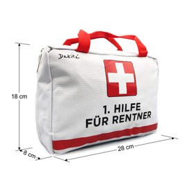 Dakita 1. Help bag for retirement - 28 x 18 x 8 cm Large Funny retirement gift for colleagues Ideal farewell gift for pensioners for retirement entry, White