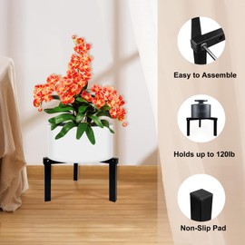 DDPow Three Legs Adjustable Metal Plant Stand for 5"-10" Plant Pot – Indoor & Outdoor (Black, 1 Pack)