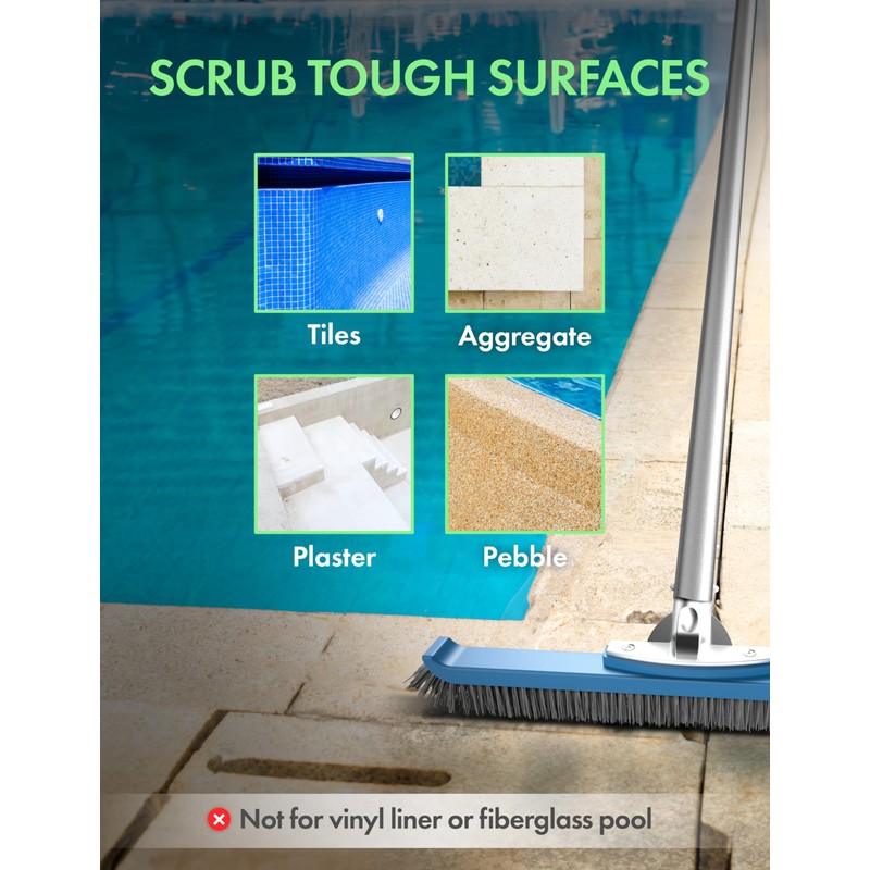 KEMANO Heavy Duty Deck/Pool Scrub Brush - Industrial-Grade Silicon Carbide
