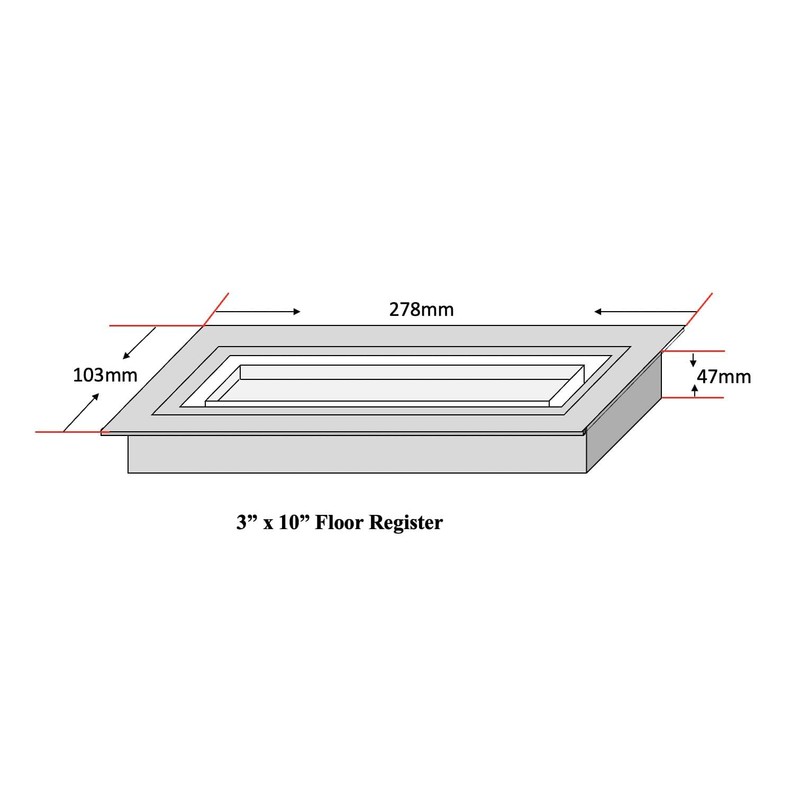 Zion Flush Mount Floor Register 3" x 10" White Modern