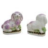 Pink Porcelain Bunny Figurines, Pair of Porcelain Bunny Hares Figurines,