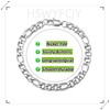 HSWYFCJY Bracelets for Men Womens Silver Figaro Bracelets Width 9mm