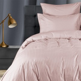 Simply Amelia King Size Duvet Cover Sets Stripes Satin Quilt Cover Bedding Sets with Pillowcases Hypoallergenic Ultra Soft Microfiber (Blush, 220 x 230 cm)