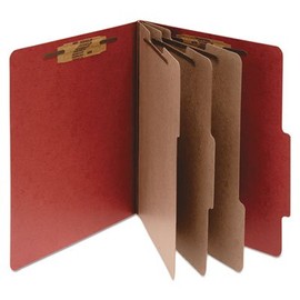 A7015038 ACCO Pressboard Classification Folders, 3 Dividers, Letter Size, Earth Red, 10/Box