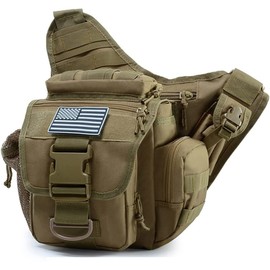 Tactical Chest Bag Molle Chest Sling Pack Shoulder Bag for Hiking Cycling Gym Walking Outdoors,Khaki