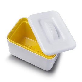 Zeal Insulated Butter Dish, Large 500 grams Capacity Double Walled Butter Tub/Container with Lid, Melamine - White