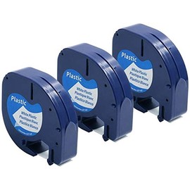 Oozmas Compatible Labels Replacement for Dymo Label Maker Refills White Plastic Letratag 1/2 Inch x 13 Feet Label Tape , 12mm x 4m for 91331 LetraTag Label Maker LT100H LT100T QX50, 3 Pack