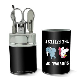 Survival of the Fattest Unicorn Chubby Rhino Fittest Pun Funny Humor Stainless Steel Manicure Pedicure Grooming Beauty Care Travel Kit