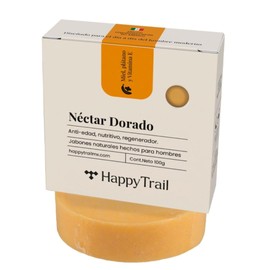 Happy Trail | Jabón Natural para hombres | Miel, Platano y Vitamina E | Antiedad. Nutritivo, Regenerador 100 grs Hecho en México Ingredientes naturales. Sin quimicos. Sin parabenos. Lo mejor para cuidar tu piel.