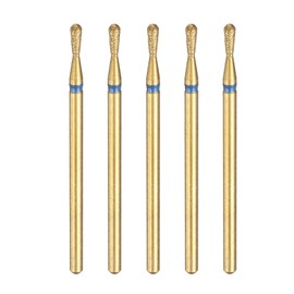 sourcing map 5pcs 120-140 Grits Diamond Grinding Bit 2mm Match Head 2.35mm Shank 5mm Length Titanium Plated Stone Sanding Drill Bits Rotary Tool for Nails Grinding Polishing